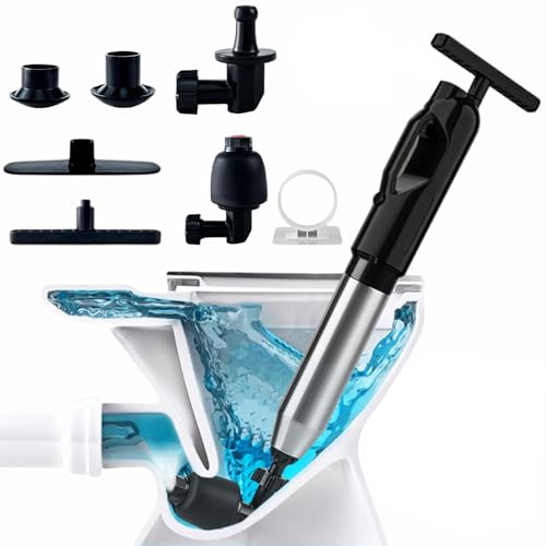Wenbones Abflussreiniger Pumpe, Rohrreiniger Druckluft, Rohrreinigungspumpe Hochdruck, Pressluft Rohrreiniger mit 4 Saugnäpfen für Waschbecken, Toiletten, Badezimmer, Dusche, Küche (schwarz)