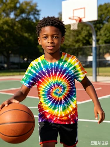 Image of Boys Tie Dye Shirt Size 4-14 Hippies Senior Rainbow Tees T Shirts for Kids | Tees T shirts for Kids