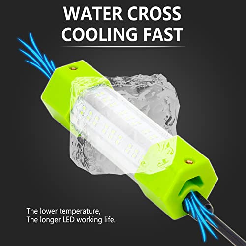 130W Dc 12V Ip68 Waterproof Aluminum Glowing Boat Fish Attractants Lure Green Submersible Fishing Lights Led Underwater For At Night Snook Crappie With Battery Clips Cigarette Charger Plug #TOP2