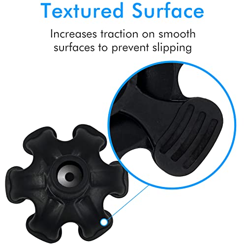 Xsl Cane Tips - 3/4 Inch Replacement - Heavy Duty Rubbers Self Standing 6 Support Feets Base Replacement Walking Canes, Walking Sticks, Folding Canes - 6 Prong Rubber Cane Foot Pad (Black) #TOP2