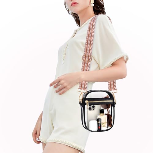 Image of Fibrdoo Clear Crossbody Purse Bag, Clear Bag Stadium Approved with Front Pocket for Concerts Sports Festivals