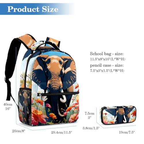 Cartable enfants éléphant multicolore de 29.4x20x40cm - 2