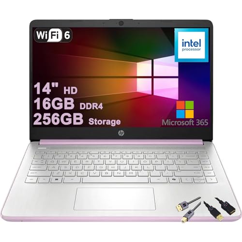 HP 14 軽量ビジネス&学生用ノートパソコン | 14インチ HD アンチグレア | Intel 4コア N150 | 16GB DDR4 256GB ストレージ (128GB UFS + 128GB SDカード) | 長持ちするバッテリー Office