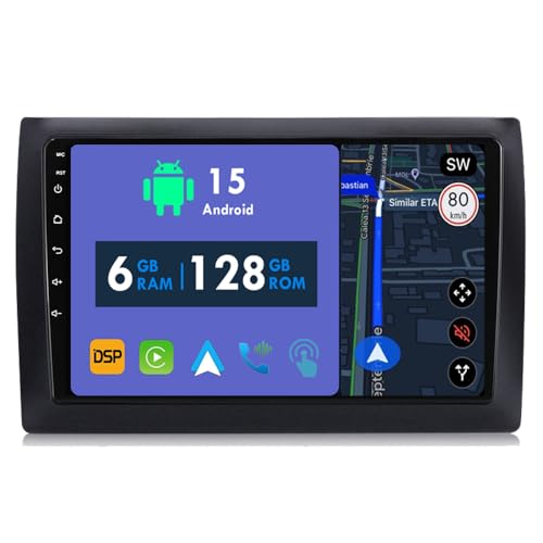 RoverOne Autoradio GPS pour Fiat Stilo 2002 2003 2004 2005 2006 2007 2008 2009 2010 Carplay Android Autoradio Autoradio Autoradio Bluetooth Navigation par...