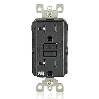 Leviton Self-Test SmartlockPro Slim GFCI Weather-Resistant and Tamper-Resistant Receptacle with LED Indicator, GFWT2-E, Black