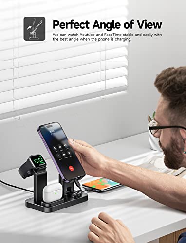 Ziyevr Charging Station For Multiple Devices Apple, 20W Self-Adjustable Charger For Apple Watch 8 Se 7 6 5 4 3 2 1 (Only), Airpods Pro 2/Pro/3/2/1, Iphone Series/Usb-C Device Charger Stand Dock-Black #TOP2