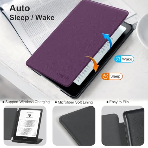 Image of CoBak Magnetic Case for 6 inch Kindle 2024 and 2022 (11 Generation) - Compatible with PopSockets /UGREEN /Anker Magnetic Grip and Stand, Auto Sleep and Wake, Premium Protective Case for Kindle Basic, Violet