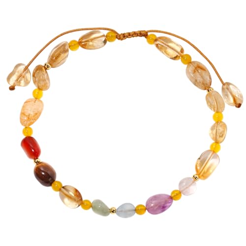 Image of 7 Chakra Crystals and Stones Anklet Irregular Tumbled Gems Beaded Ankle Bracelets for Women Spiritual Energy Meditation Yoga Healing Jewelry Mom's Gifts