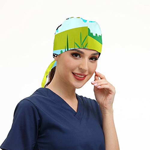 Working Cap with Sweatband Adjustable Tie Back Hats for Women Men,Unisex Hair Cover Hiking Camping Hat Gift One Size Bird Loon - Image 3