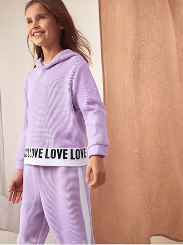 Image of Toddler Kid Girls Clothes Ribbed Color Block Long Sleeve Hoodie Sweatsuit Set Fall Outfits