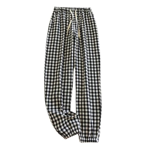Men's 2 Piece Pajama Pants Soft Plaid Printed Pj Sleep Bottoms Summer Fall Cotton2