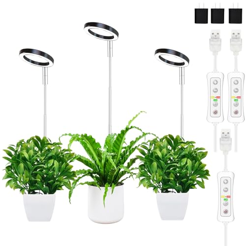 yadoker Plant Grow Light, LED Growing Light Full Spectrum for Indoor Plants,Height Adjustable, Automatic Timer, 5V Low Safe Voltage,Idea for Small Plant