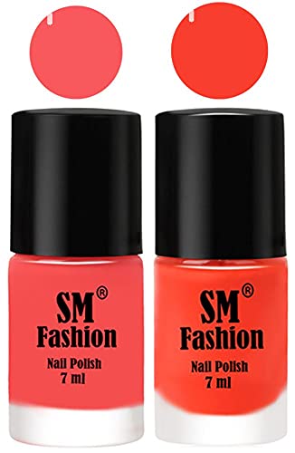 Image of Long Lasting Nail Polish | Nail Paint Combo 7 ml Each) - Set of 2 Light Pink-Light Orange