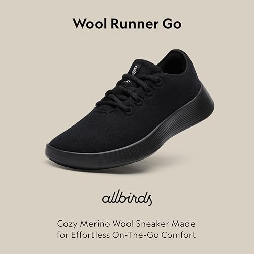 Allbirds Men's Wool Runner Go, Breathable Merino Wool Sneakers - Natural Black (Natural Black Sole) - 13.5 Medium