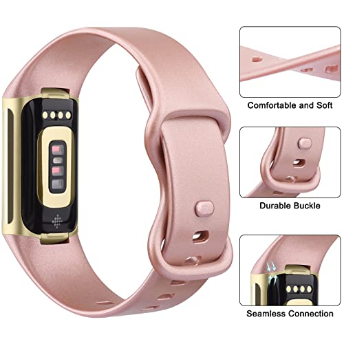 Image of 3 Pack Sport Bands Compatible with Fitbit Charge 6 Bands /Fitbit Charge 5 Bands Women Men, Classic Soft Replacement Straps Wristbands for Fitbit Charge 6 /5 Advanced Fitness & Health Tracker