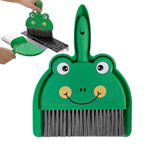 Uozonit Cepillo de limpieza con recogedor de polvo de mano, juego de limpieza de escritorio multifuncional, herramienta de limpieza portátil de dibujos animados para escritorio