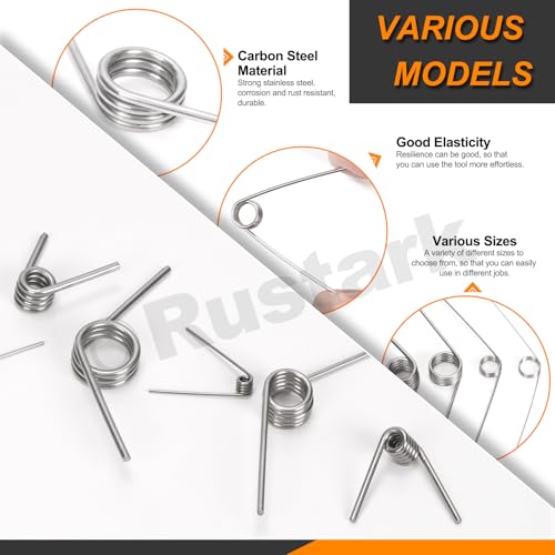 Rustark 45Pcs 15 Größen 45/90/120 Grad Edelstahl Torsionsfedern Schenkelfeder Sortiment Set Mechanische Torsionsfedern In V-Form Torsion Springs für Holzbearbeitung, Industrie, Reparaturprojekt