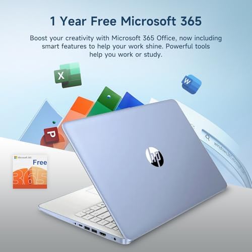HP 14" Laptop, Intel Processor N150 (Beat i3) 4GB RAM 128GB UFS 1-Year Office 365 Copilot AI Win11 WiFi6 Computer for Creator Business Gaming Student - 1