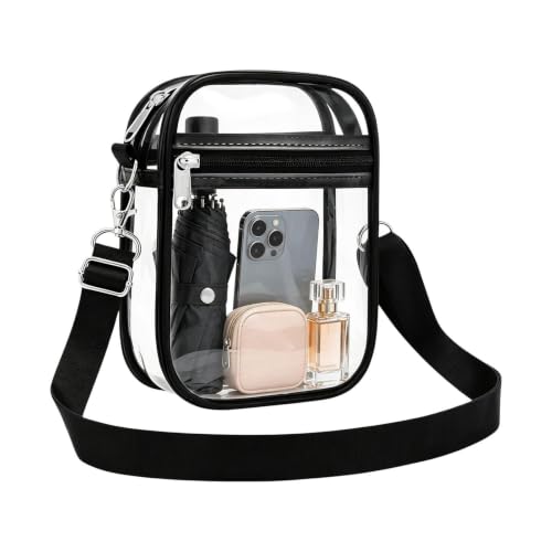 Shoulder Bag - Clear PVC Sling, Concert Travel, Outdoor Work Pack | Transparent Thickened Vinyl Material With Adjustable Padded 