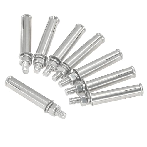 LHUIDDH - 8 PCS 304 Stainless Steel Expansion Bolts – Heavy-Duty Wall and Floor Anchors for Concrete and Brick (M6 × 60mm)