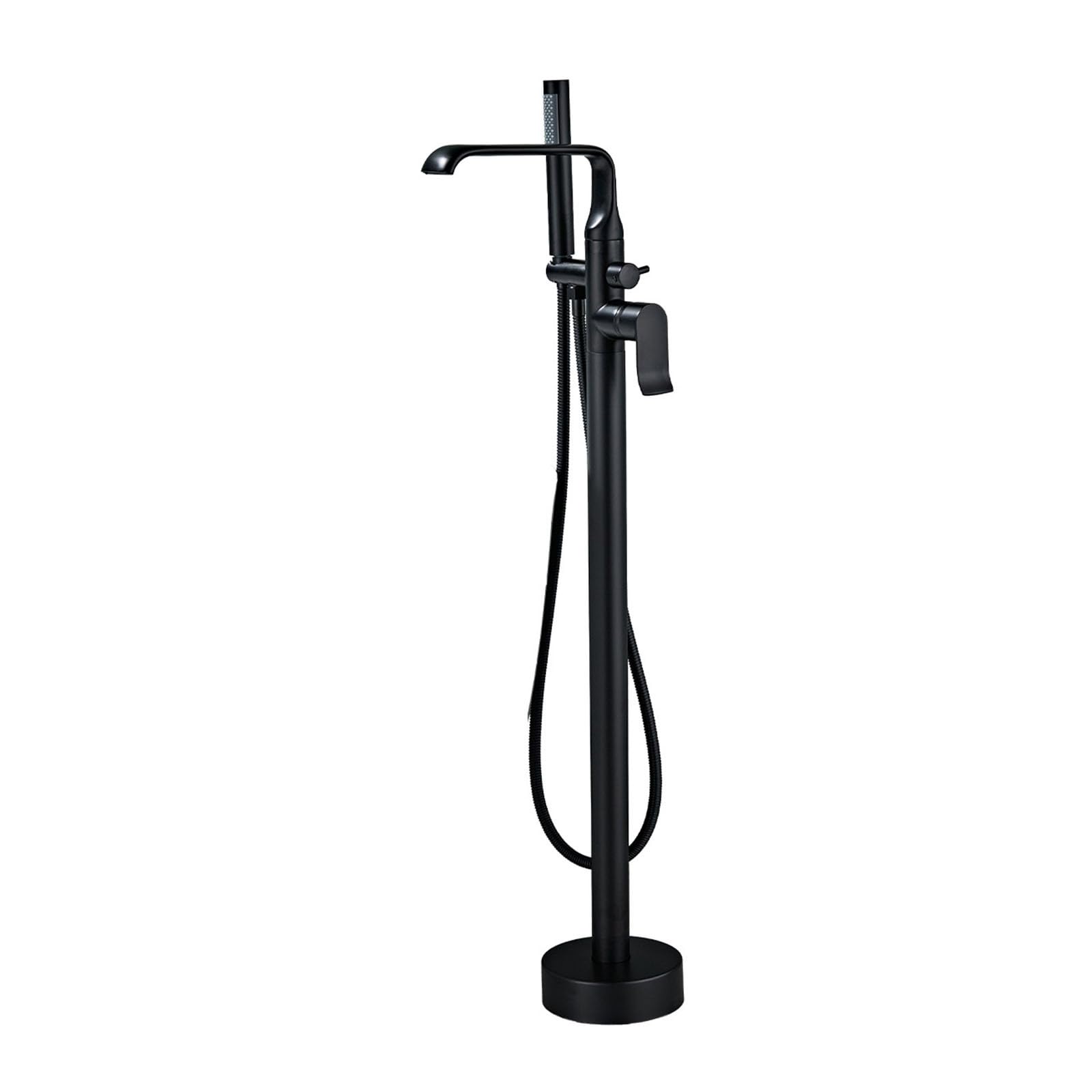Mitigeur bain îlot noir mat robinet de baignoire cascade sur pied premium