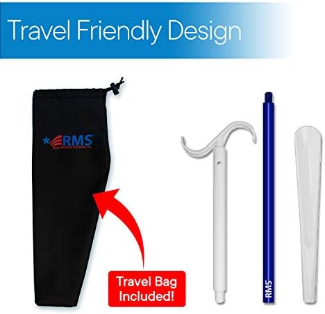 RMS 35.5 Inch Extra Long Shoe Horn Dressing Stick Aid Helper with Travel Bag