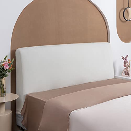 CHENGZ Cubrecabecero cama cubierta antipolvo de tejido elástico cubre protección funda nórdica de color sólido cabecero respaldo suave terciopelo lavable, offwhite-150 cm