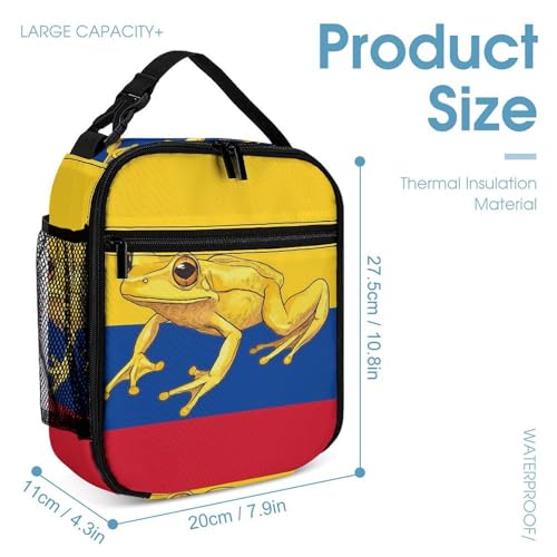 Colombian Flag Golden Poison Frog Backpack Shoulder Bags Lunch Bag Pencil Case Box 3 Set Daypack Cute4