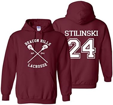 Stilinski 24 Lacrosse Adult Sweatshirt Pullover Hoodie XX-Large Maroon