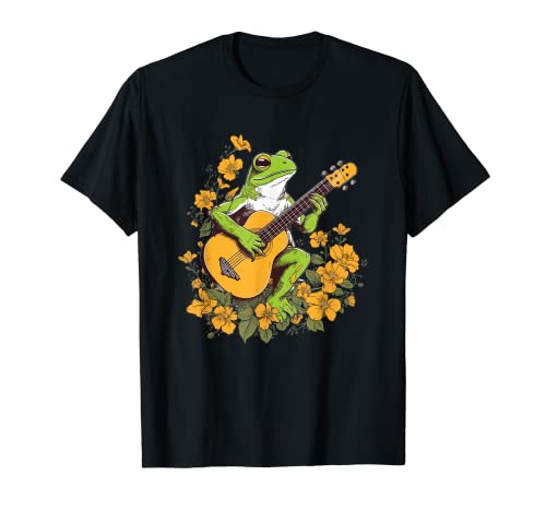 Cottagecore - Rana estética tocando guitarra, diseño retro Camiseta