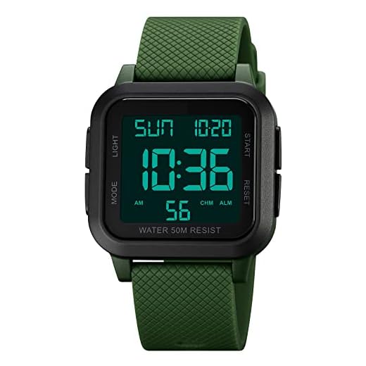 Montres de sport numériques Forrader pour hommes, montre de sport étanche pour l'extérieur avec rétroéclairage LED/alarme/minuteur de compte à rebours/heure double/chronomètre/12/24H pour hommes