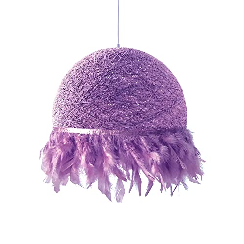 Lampe pendante de plumes violette pour créer une chambre bohème cosy