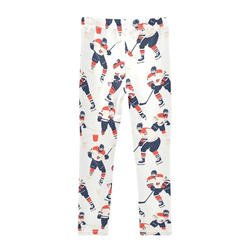 Boccsty Hockey Players Blue Girls Leggings Kids Yoga Pants Dance Active Tights 4T2