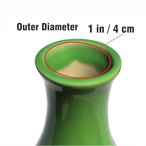 Image of Pure Source India Handcrafted Light Green Ceramic Bottle-Shaped Flower Vase (8 Inches) for Home Decor, Living Room, Gifting, Decorative Small Vase (Flower NOT Included)
