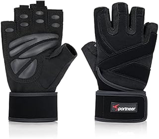 Padded Weight Lifting Gloves, Gym Gloves, Workout Gloves with Built-in 19” Wrist Wraps, Exercise Gloves for Cross Training, Pull Ups, Fitness, Powerlifting (X-Large)