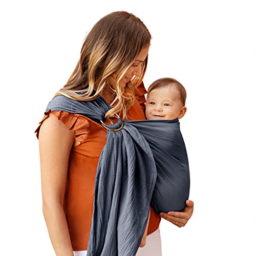 Image of Moby Baby Wrap Carrier Ring Sling for Newborns to Toddlers, Hands-Free, Versatile Support for Moms & Dads, Breathable & Lightweight, Supports Children 8-30 lbs (Flint)