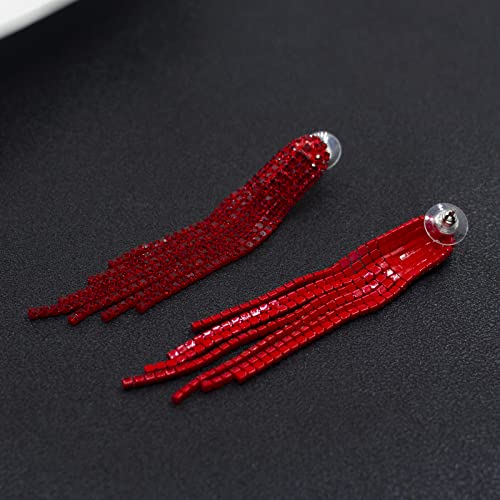 Chandelier Rhinestone Earrings for women,Long Earrings Dangle Dangling Bling Earring Crystal Rhinestone Statement Drop Tassels rhombus Earrings for Prom Fashion Jewelry3