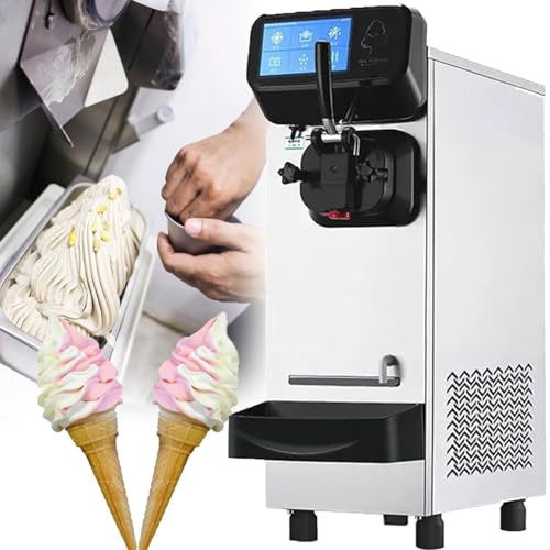 AWAYDD Commercial Desktop Hard Ice Cream Machine, 21L/h Single Head Table Top Ice Cream Machine Intelligent Touch with Display, for Restaurant, Snack Bar, Ice Cream Shop
