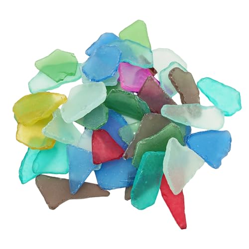 Lot de 40 carreaux de mosaïque en verre dépoli irrégulier de 500 g – Fournitures d'artisanat pour bijoux, cadres photo, sous-verres, décoration de jardin, projets...