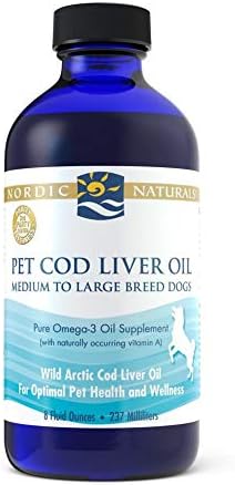 Nordic Naturals Pet Cod Liver Oil, Unflavored - 8 oz - 1104 mg Omega-3 Per Teaspoon - Fish Oil for Dogs with EPA & DHA - Promotes Skin, Coat, Joint, & Immune Health
