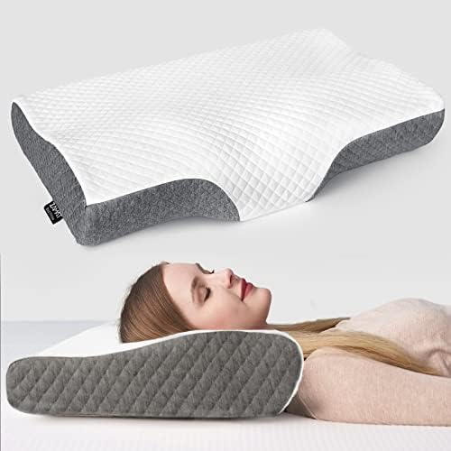 ZAMAT Contour Memory Foam Pillow for Neck Pain Relief, Adjustable Ergonomic Cervical Pillow for Sleeping, Orthopedic Neck Pillow with Washable Cover, Bed Pillows for Side, Back, Stomach Sleepers