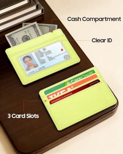 Image of FINTIE Slim Minimalist Front Pocket Wallet, RFID Blocking Credit Card Holder Card Cases with ID Window for Men Women (Citrus)