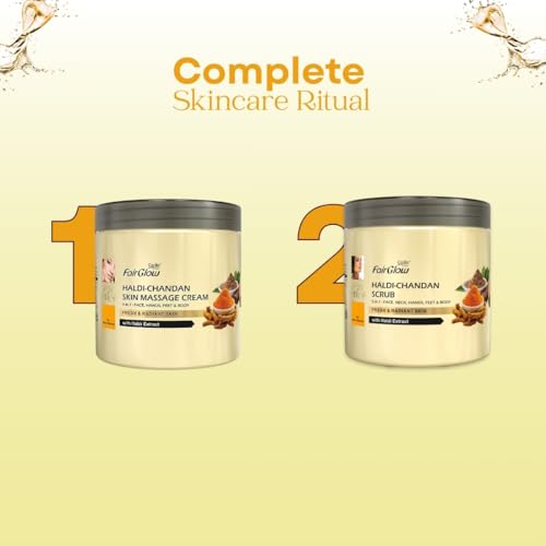 Image of Fair Glow Haldi-Chandan Skin Massage Cream 800g For Men & Women | 4 in 1 for Face, Hands, Feet & Body, Fresh & Radiant Skin, with Haldi Extract
