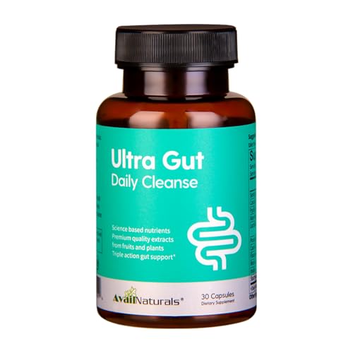AvailNaturals Ultra Gut Daily Cleanse 15 Day Cleanse with Senna Leaf Extract Cassia Seed 2.5 Billion Probiotics and Dietary Fiber 30 Capsules