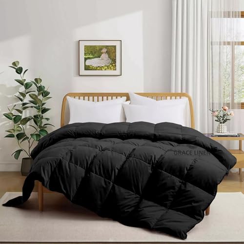 Image of 500 GSM Winter Blanket /Comforter Single Size (60 inchX90 inch) - Unique Design Heavy Winter Quilted Comforter 500 GSM Microfiber Fill -Rajai Single Size - Black Color
