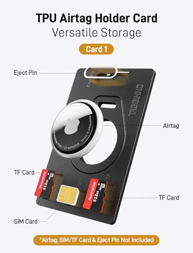 for AirTag Wallet Holder | Unique Design | Thin Flexible Wallet Card Insert | Build-in slotCard Case | Metallic EDC Tool Design | Detachable AirTag Case for Purse, Backpack (TwinCards)3