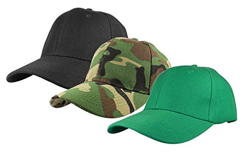 Image of Gelante Plain Baseball Cap Adjustable Back Strap 3 PC