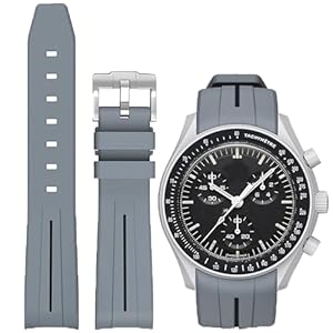 Rubber Strap for Moonswatch Watch,Curved No Gap,Premium Soft Durable Silicone Rubber Band Compatible with Omega x Swatch MoonSwatch Speedmaster 20mm Replacement Band Strap for Men Women