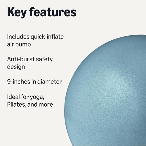 Amazon Basics 9-Inch Mini Anti-Burst Exercise Ball for Yoga, Pilates, Core Training, Aqua view 2