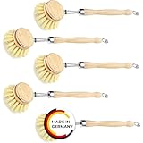 Spülbürste Holzspülbürste 5er Set. Bürstenköpfe austauschbar. Nachhaltige Bürsten aus...
